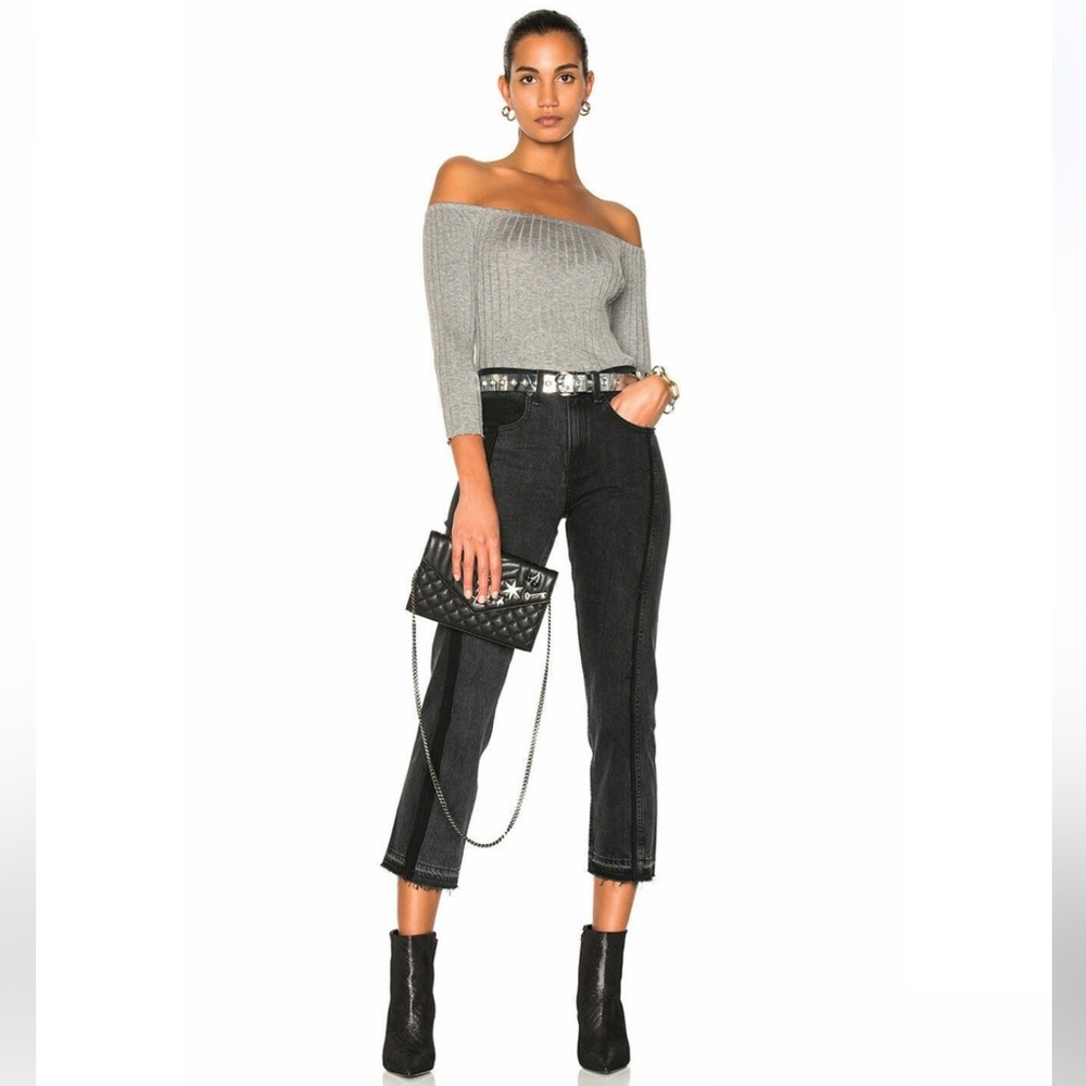 Rag & Bone Two Tone Crop Jeans in Black Magnolia